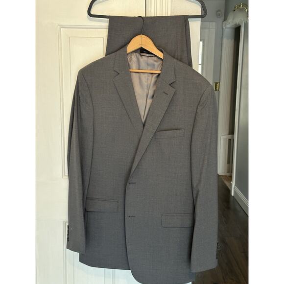 EUC Ralph Lauren Black Label Slim Fit Suit Gray Wool Jacket 46R Pants 40W/32L